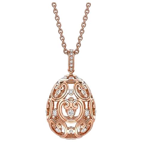 Fabergé Imperial Impératrice Rose Gold Diamond Set Egg Pendant 159fp896 For Sale At 1stdibs