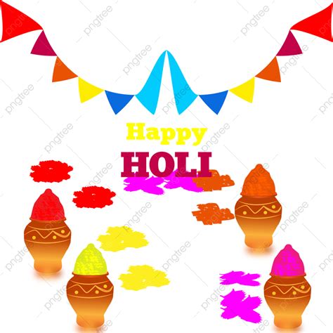 Indian Festival Happy Holi Greeting Design With Flag And Multi Color