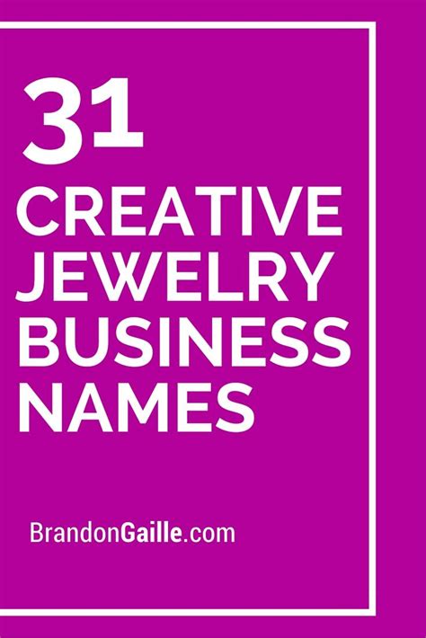 The Words 31 Creative Jewelry Business Names In White On A Purple