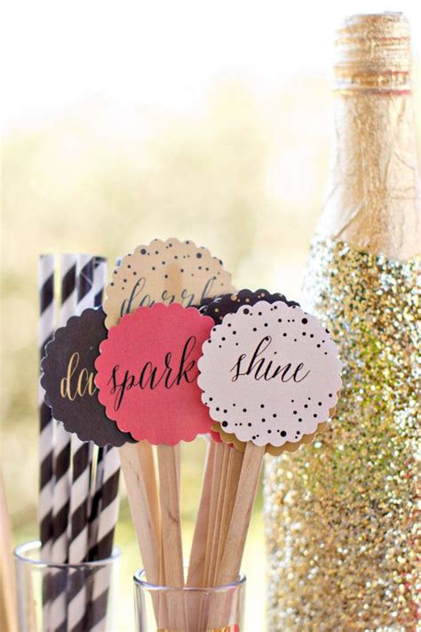 Sip Sparkle And Shine Drink Toppers New Years Party Circles Drink