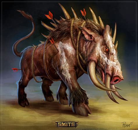 Smite Npc Arena Boar Andy Timm Mythical Creatures Fantasy Beasts Boar