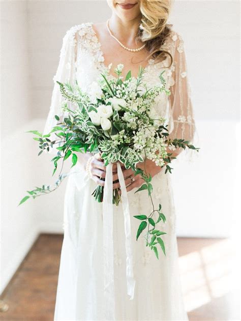 Elegant Winter Wedding Inspiration In Green White And Gold White