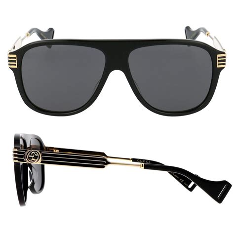 Gucci Gg0587s 001 Black And Gold Unisex Sunglasses See My Glasses