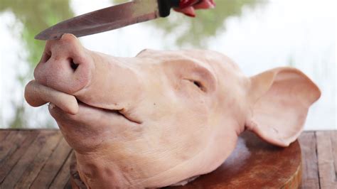 Yummy Cooking Pig Head Recipe Pig Head Knife Skills Pork Stir Fry