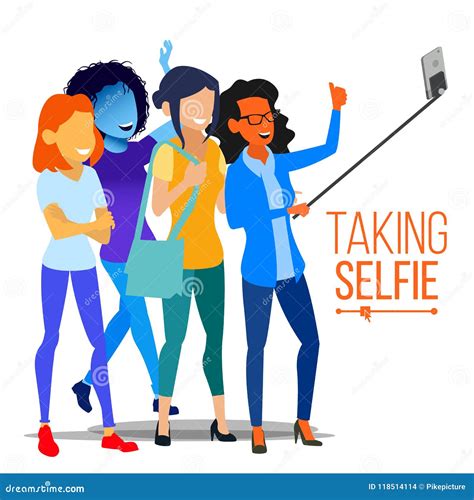 girls taking selfie vector photo portrait concept self camera modern flat isolated people