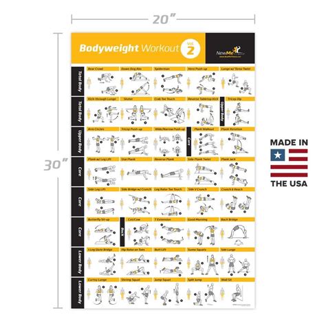 Bodyweight Exercise Poster Vol 2 Laminated 20x30 Newmefitness