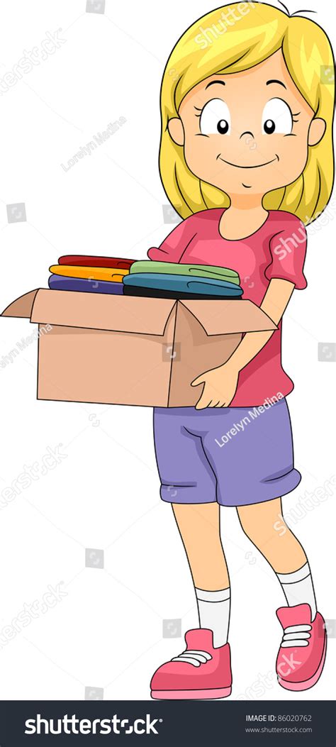 illustration of a girl carrying a donation box full of clothes 86020762 shutterstock