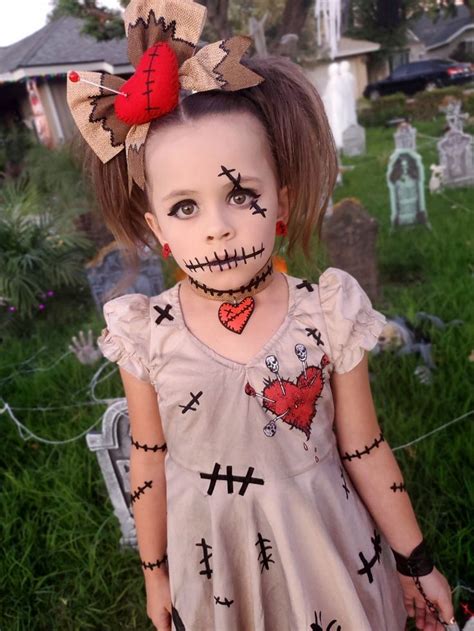 Kids Voodoo Doll Makeup 🖤 🖤 Creepy Halloween Costumes Halloween Kids