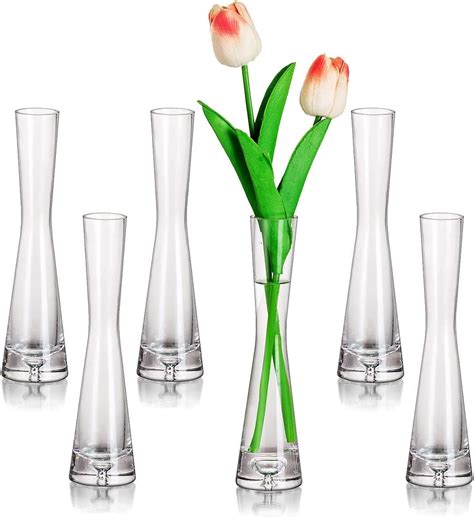 Amazon Com Glasseam Glass Bud Flower Vase Tall Skinny Vase Set Of