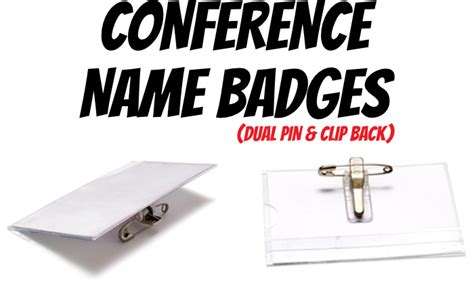 Conference Name Badges Dual Safety Pin And Clip Backing Reusable