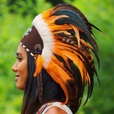 Orange Feather Headdress Native American Headdress Feather Headdress