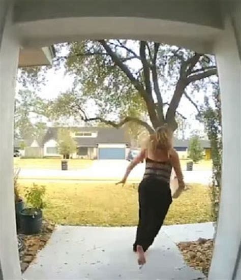 Topless Woman Runs Up To Strangers House And Steals Package Before