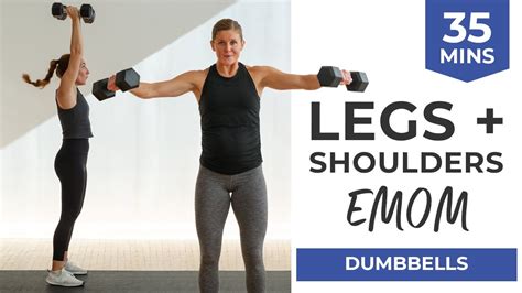 35 Minute Leg And Shoulder Workout At Home With Dumbbells Emom Workout