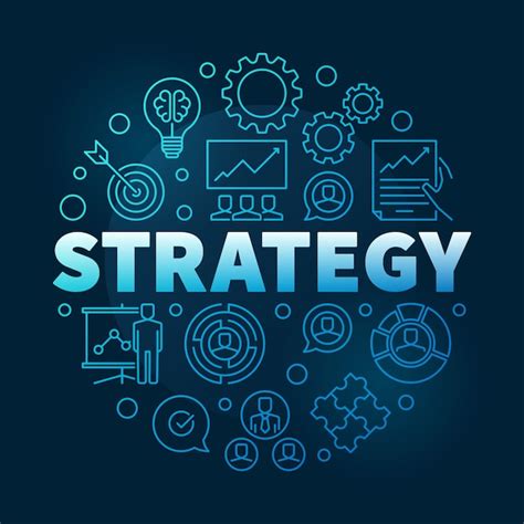 Vector Strategy Round Blue Outline Illustration Vector Premium Download
