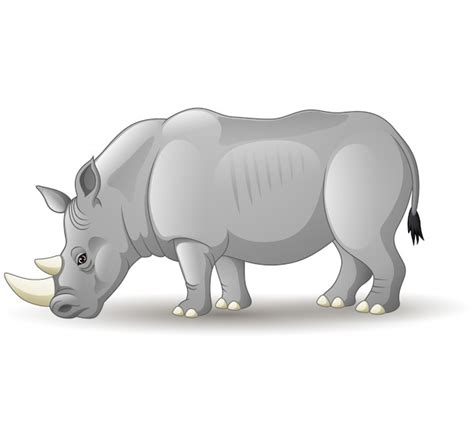 Mascota De Rinoceronte De Dibujos Animados Vector Premium