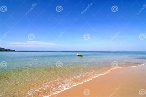 Peaceful Beach With Boat Stock Image Image Of Beautiful 9356691