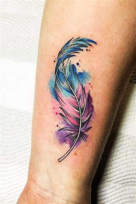 Watercolor Feather Tattoo Design Feathertattoo Armtattoo