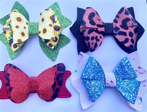 Faux Leather Hair Bows Etsy