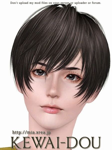 Hairstyle With Fringe Framing The Face Yayoi By Kewai Dou Sims 3 Hairs