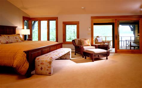 Wallpaper Bed Modern Resort Bedroom Interior Design Cottage