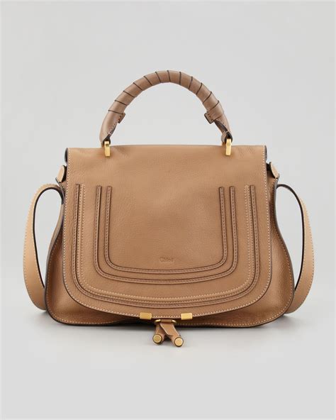 Chloé Marcie Medium Satchel Bag With Shoulder Strap Tan In Brown Tan