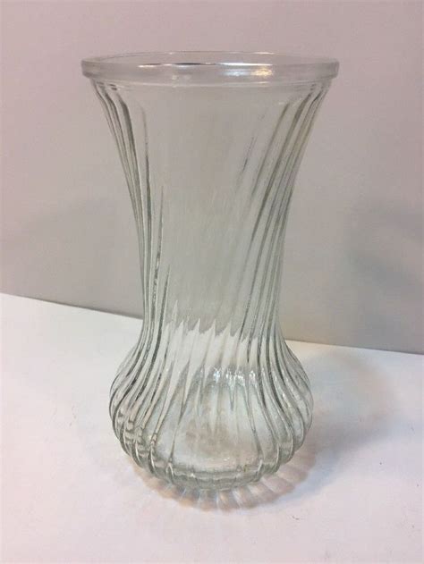 Vintage Hoosier Glass Clear Vase Twisted Ribbed Clear Vases