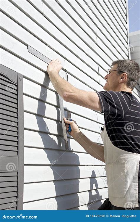 Vinyl Siding Diy Repairs Stock Photo Image Of Installing 18429690