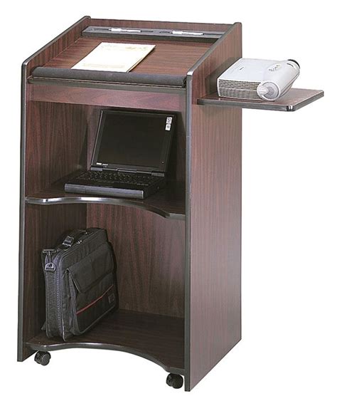 School Podium Mobile Lectern With Pull Out Side Shelf