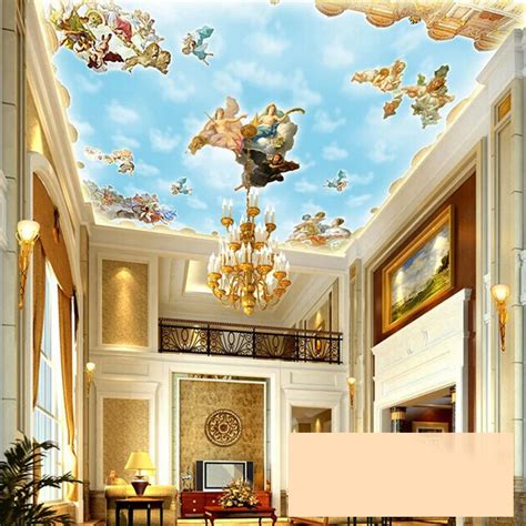 Large Custom European Style Angel Ceiling Mural Wallpaper Hotel Living