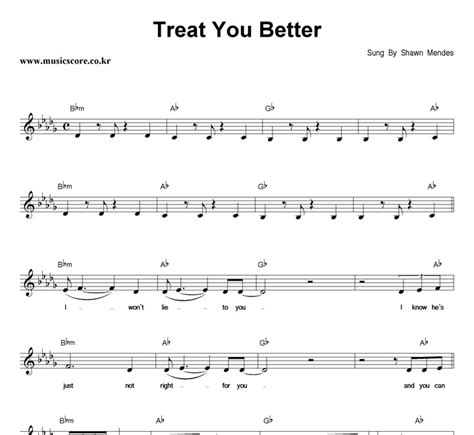 Shawn Mendes Treat You Better 악보