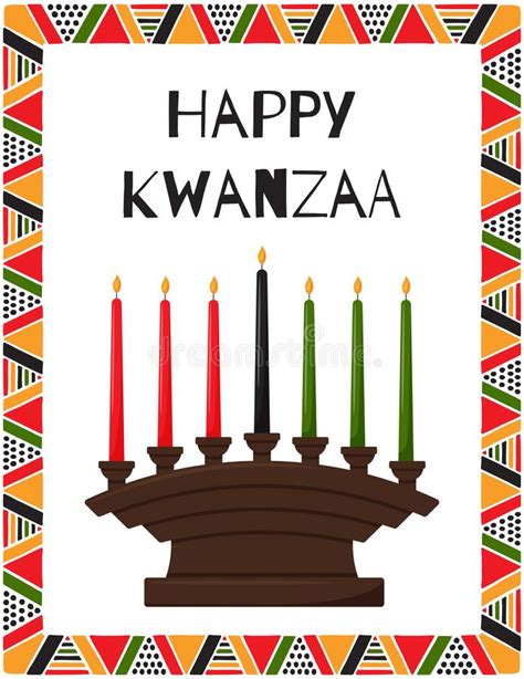 Happy Kwanzaa Greeting Card With Traditional Candle Holder Kinara