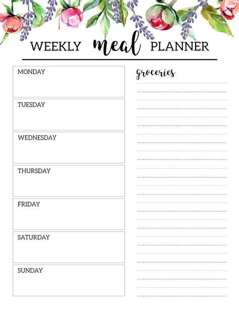 Floral Free Printable Meal Planner Template