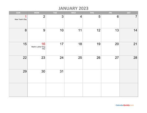 Free 2023 Printable Monthly Calendar