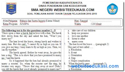 Tulis nomor dan nama anda pada lembar jawaban yang disediakan 2. Soal PAT/UKK Bahasa Inggris Kelas 10 K13 Tahun 2019 ...