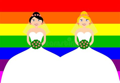 two women getting married at a same sex wedding stock vector illustration of flowers