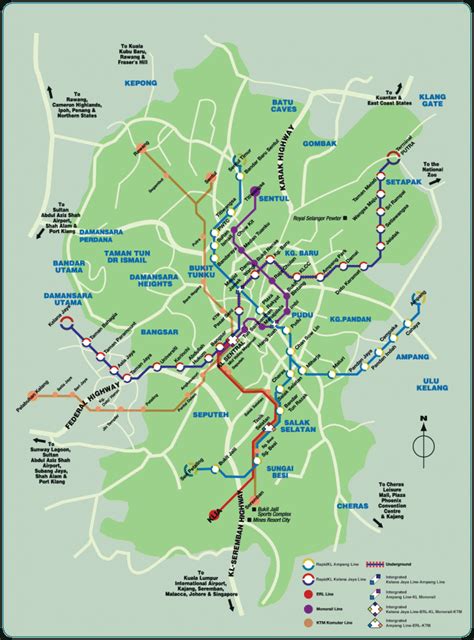 Kuala lumpur transit map showing all metro network in the city of kuala lumpur. Kuala Lumpur Metro Map - ToursMaps.com
