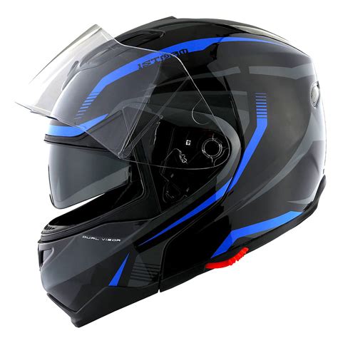 1storm motorcycle street bike modular flip up dual visor sun shield full face helmet hg339 storm