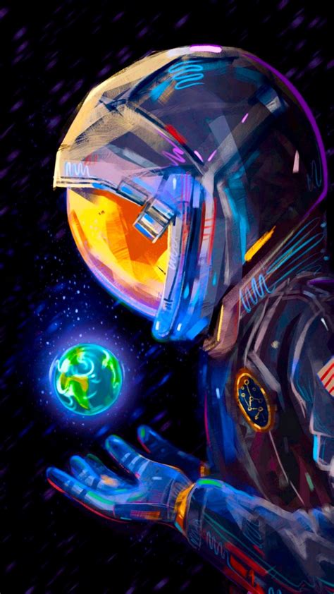 Wallpaper Colorful Art Astronaut Spacesuit Planet