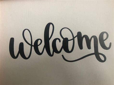 Welcome Reverse Canvas Brown Frame Sign Decoration Print Home Etsy