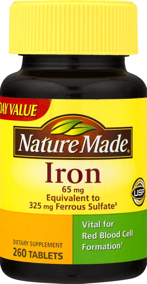 Nature Made Iron Dietary Supplement Tablets 65 Mg 260 Ct Walmart