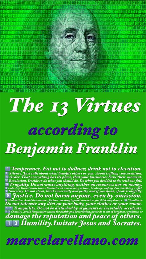 The 13 Virtues According To Benjamin Franklin Benjamin Franklin