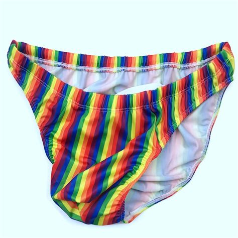 Rainbow Striped Gay Men Swimwear Queerks