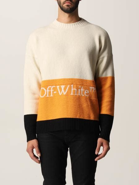 Off White Sweater For Man Orange Off White Sweater