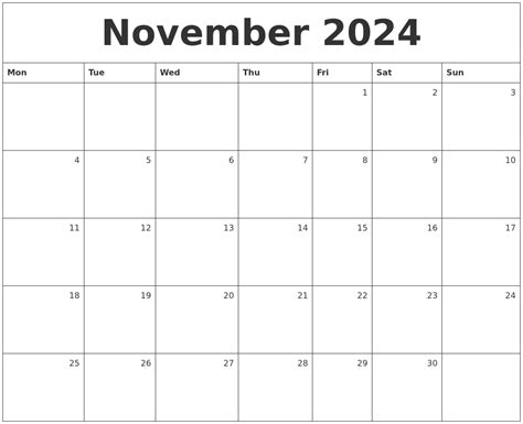 November 2024 Calendar Free Printable With Holidays Latest News