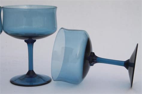 Lenox Blue Mist Smoke Glass Champagne Glasses Tulip Shape Vintage Stemware