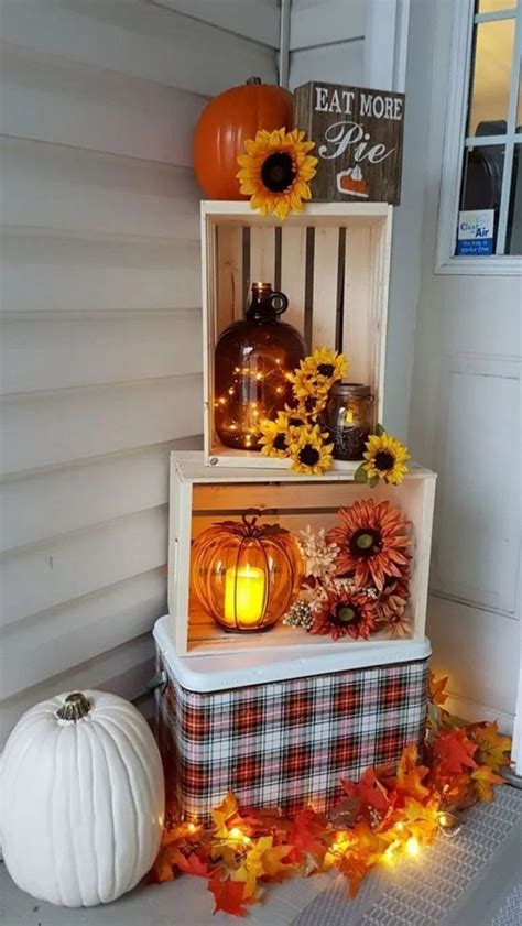√24 Unique Fall Porch Decor With Pumpkins And Cornstalks Falldecor