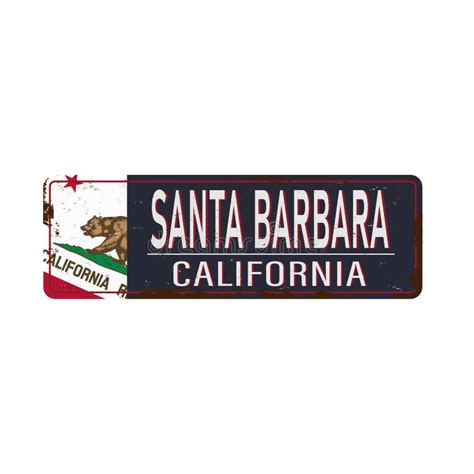 Santa Barbara California Road Sign Vector Illustration Road Table