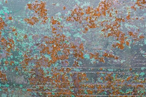 Rusted Painted Metal Wall Corrosion With Streaks Of Rust Stock Image
