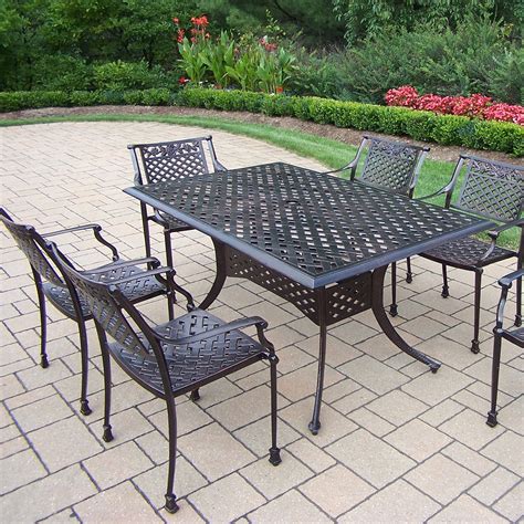 See more ideas about metal outdoor furniture, vintage metal, vintage metal chairs. Oakland Living Rose 7 Pc. Cast Metal Outdoor Dining Set ...