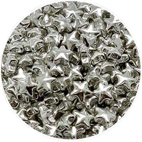 Metallic Silver Sugar Stars Cake Sprinkles Edible Print Supplies